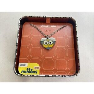 Universal Minions Heart Pendant Stainless Steel Chain Necklace with Gift Box